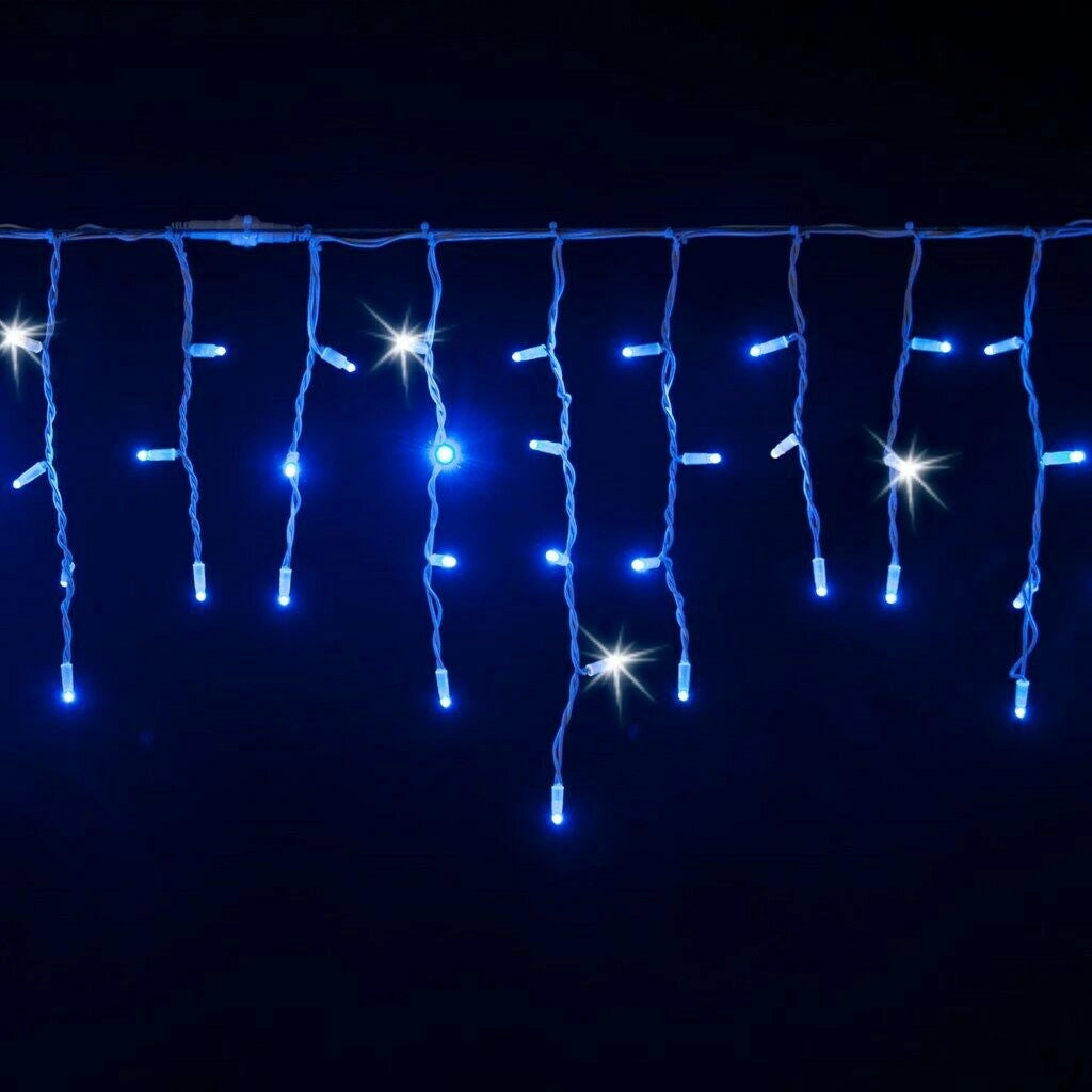 Tenda Luminosa 6 mt. Per esterno con 256 led a luce Blu fissa e Bianca Fredda Flash