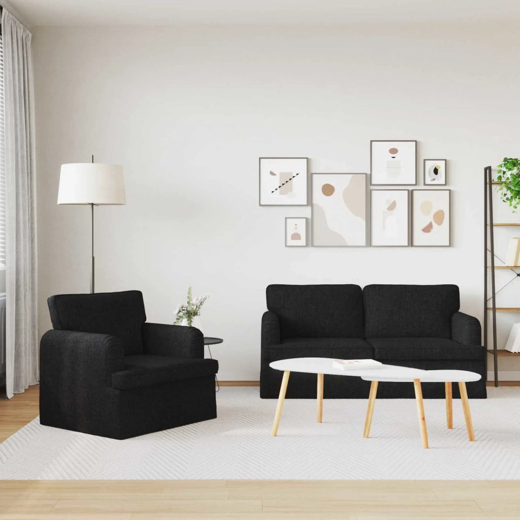 Set di divani 2 pcs Nero 162 x 80 x 85 cm Tessuto 3407562