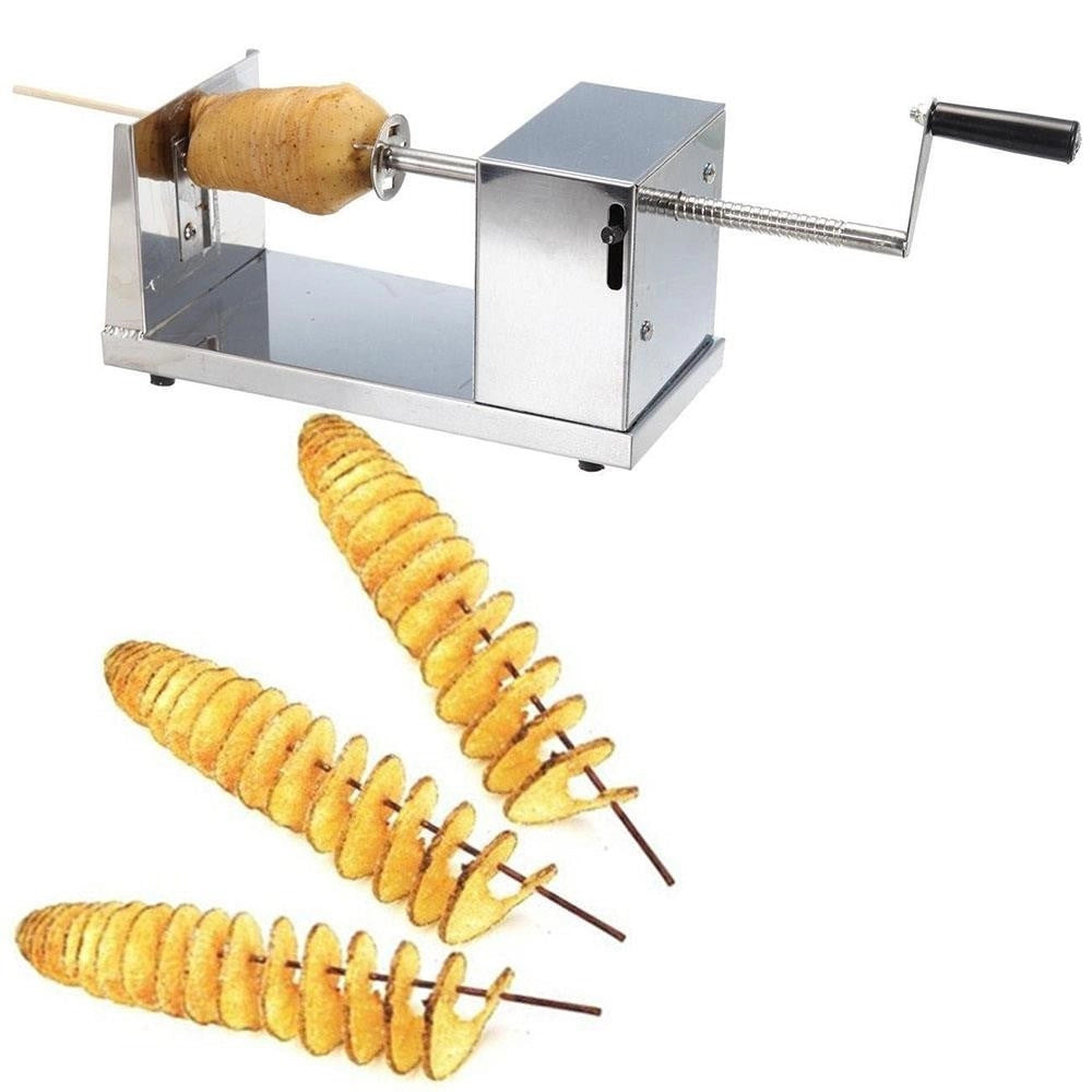 Trade Shop - Taglia Affetta A Spirale Ricciolo Patate In Acciaio Inox Professionale Chips -