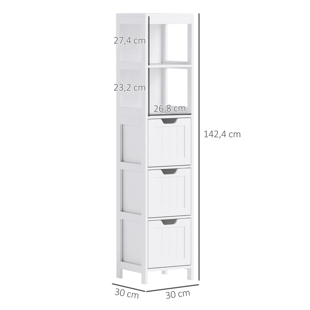 Mobile da Bagno con 2 Ripiani e 3 Cassetti ¨C Zephmum ¨C Bianco