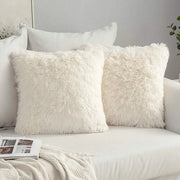 Set di 2 copriletto per divano in piuma di velluto Bianco Cremisi Dimensioni 60x60 cm