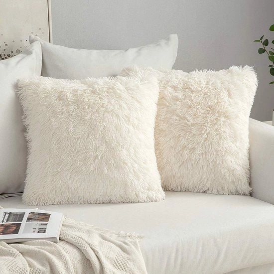 Set di 2 copriletto per divano in piuma di velluto Bianco Cremisi Dimensioni 60x60 cm