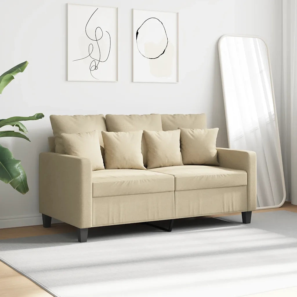 Divano a 2 Posti Crema 120 cm in Tessuto 359261