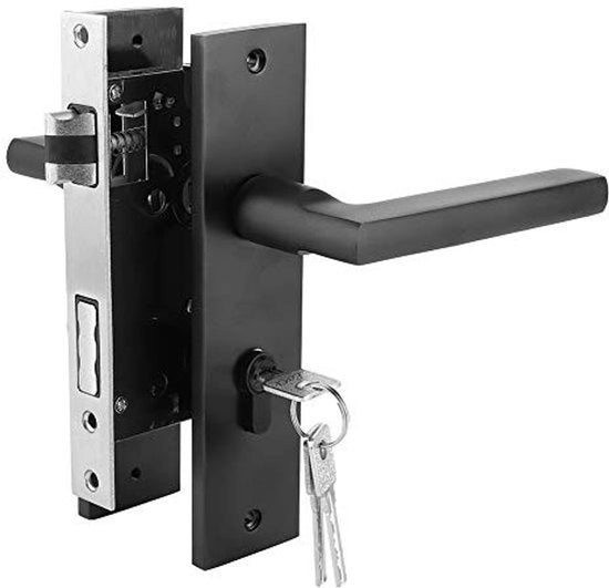 Pannello di chiusura per porte interne - Materiale in alluminio - Colore nero - Chiusura a chiave - Anticollisione/Amortizzatore - Adatto per porte in legno