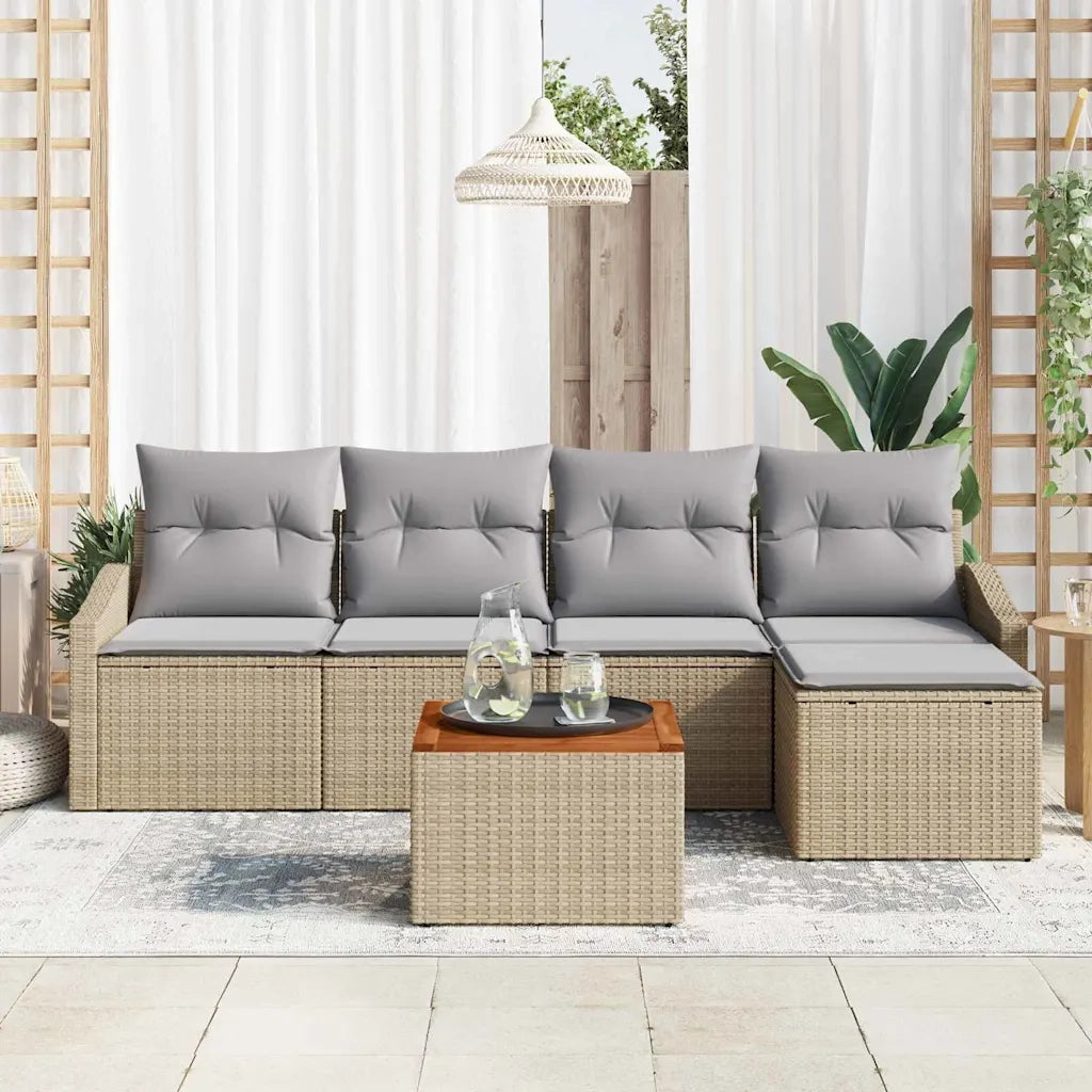 Set Divano da Giardino con cuscino 6 pcs Beige polyrattan 3347819