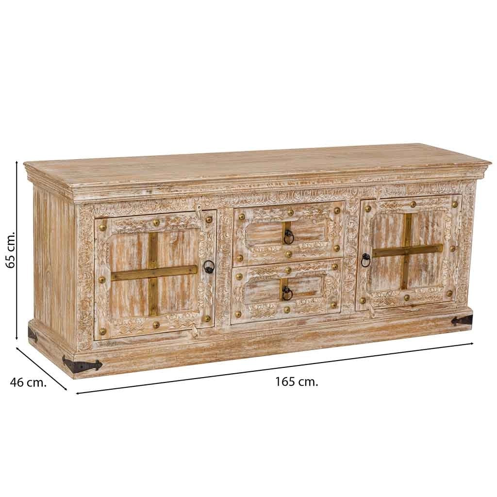 Mobiletto basso in legno bianco 165x46x65h cm