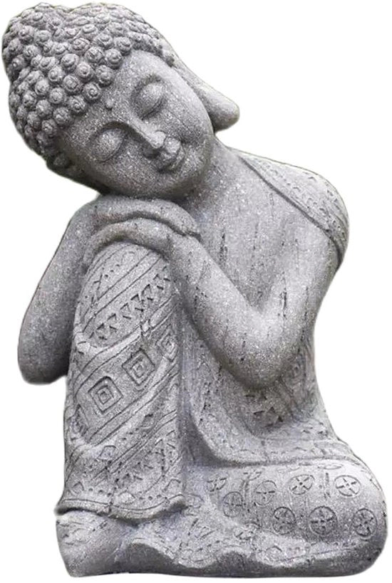Statua di Buddha in Posizione di Riposo - Decorazione per Giardino - Decorazione per Interni - Materiale a Base di Resina - Robusto e Duraturo - 16x17 cm