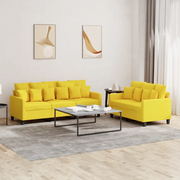Set di Divani 2 pz con Cuscini Giallo Chiaro in Tessuto 3201669