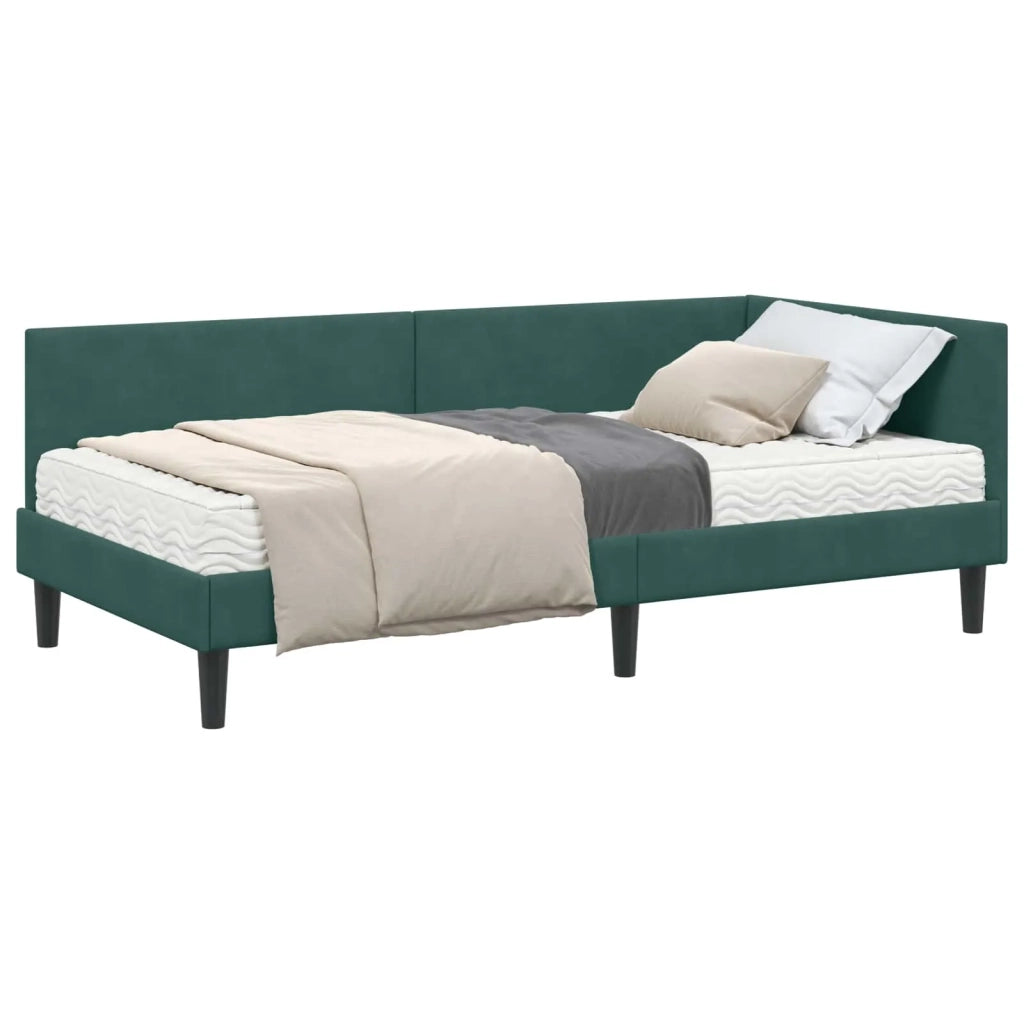 Struttura Letto Angolare con Materasso 2 pcs Verde Velluto