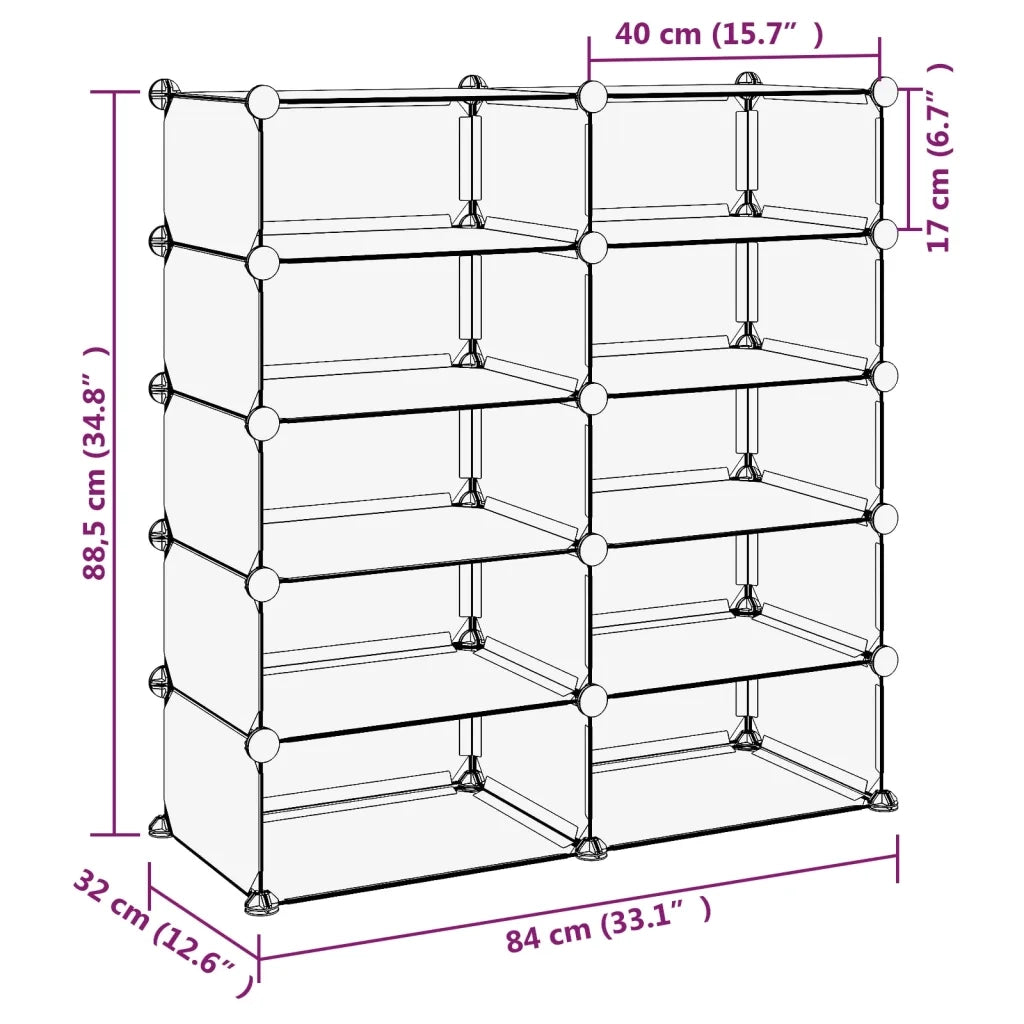 Scarpiera Trasparente-Scaffale per scarpe 84x32x88,5 cm in PP