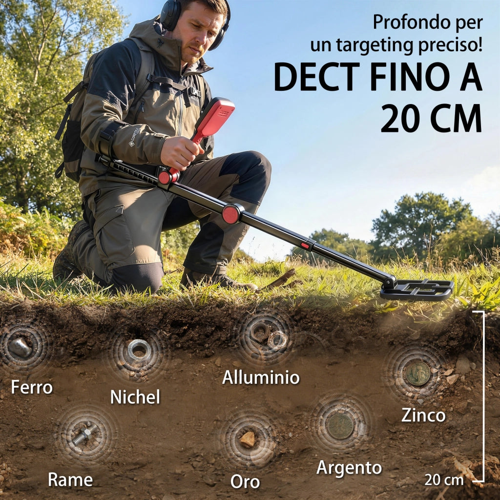 Metal Detector ¨C Minimal ¨C 4 Modalit¨¤, Bobina IP68 Impermeabile, Display LCD
