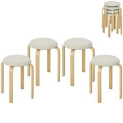 Pouf Imbottito 4 Pezzi ¨C zephmum ¨C Legno, Cremewei?