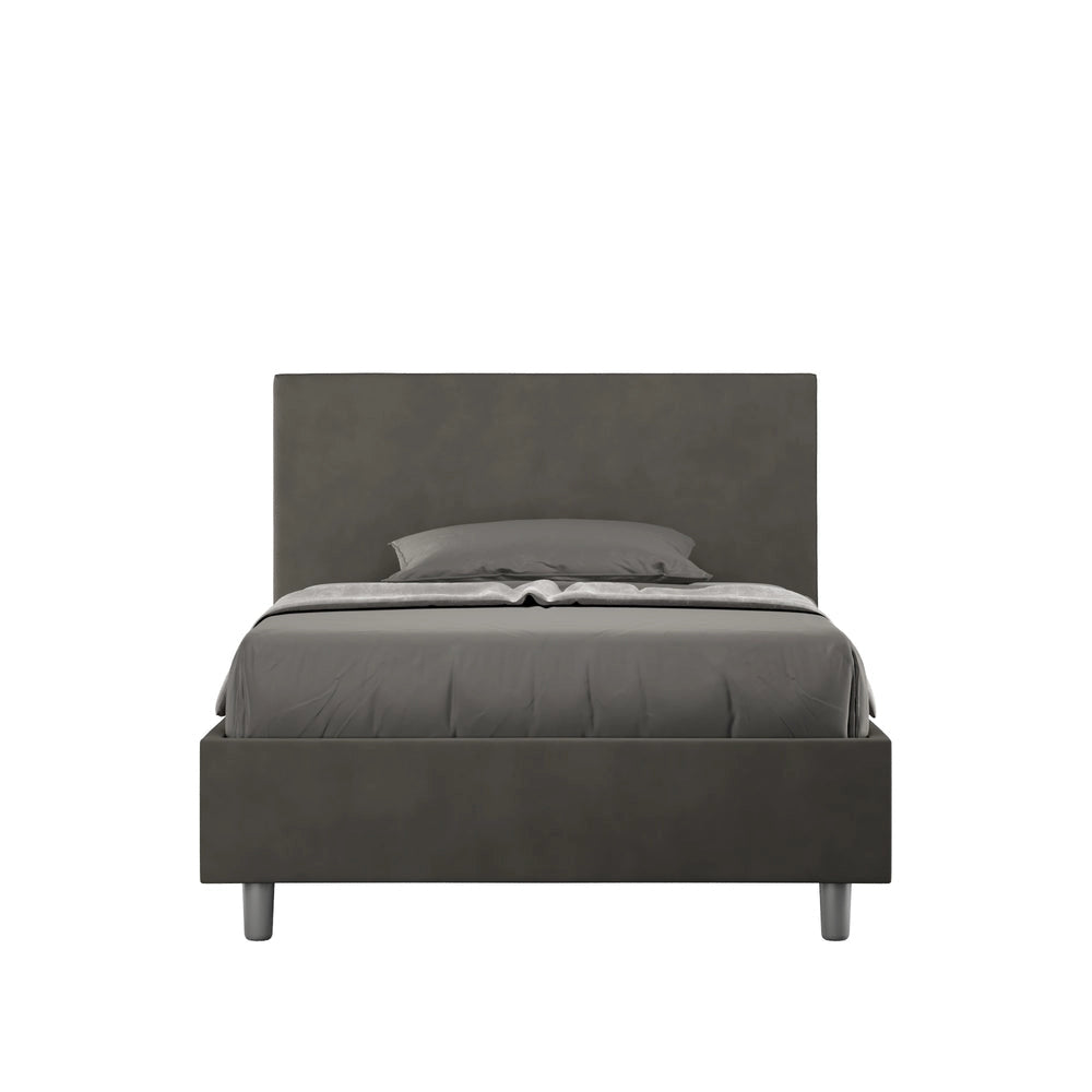 Letto Singolo 80x210 cm con Rete e Contenitore Adele Grigio