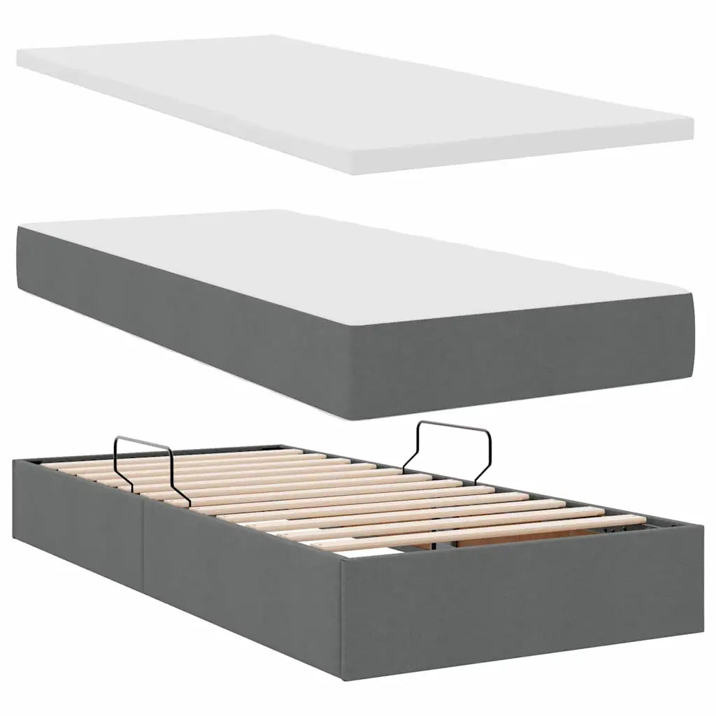 Letto con contenitore e materasso Grigio scuro 100 x 200 cm 3371887