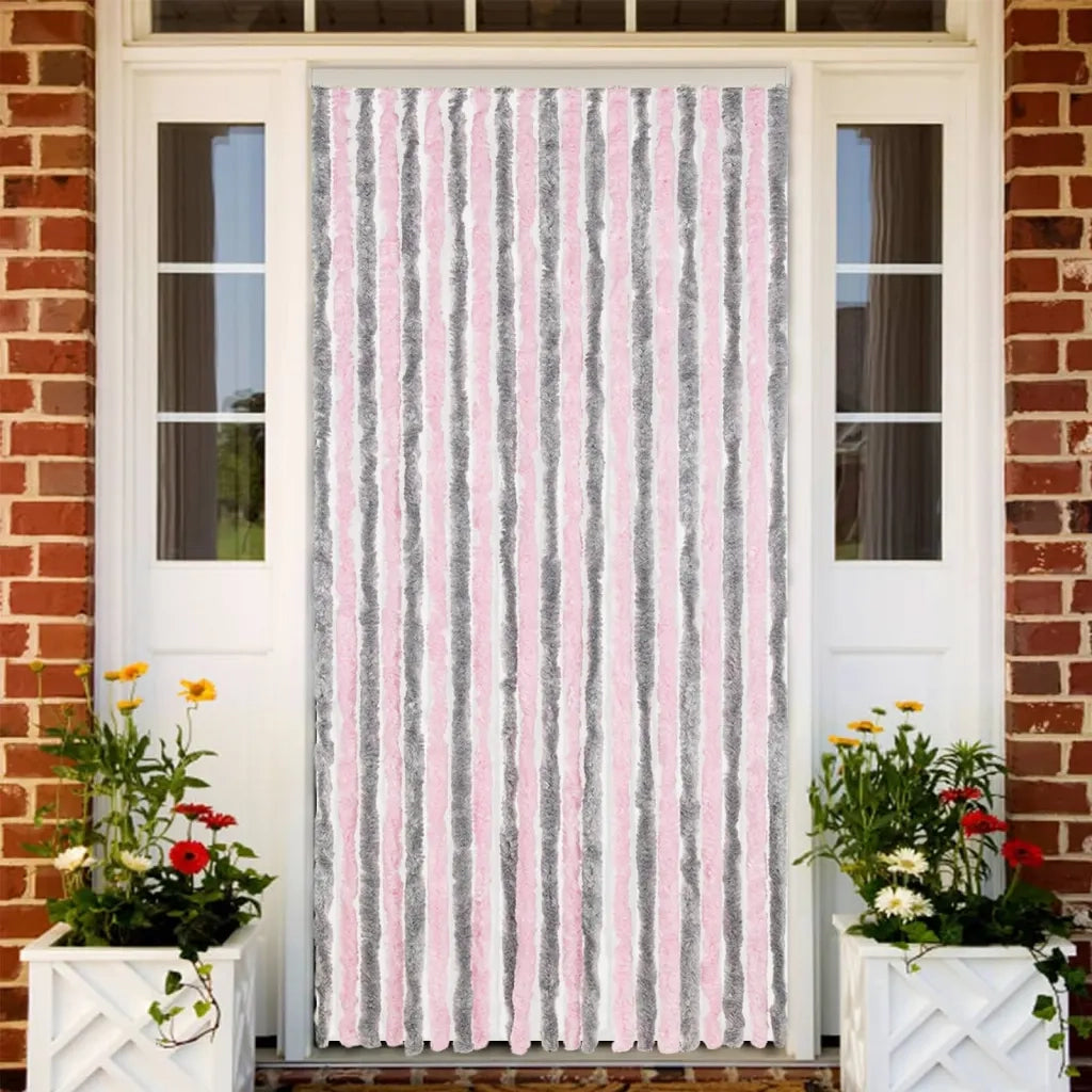 Tenda Antimosche-Zanzariera Grigio Argento e Rosa 90x200 cm in Ciniglia