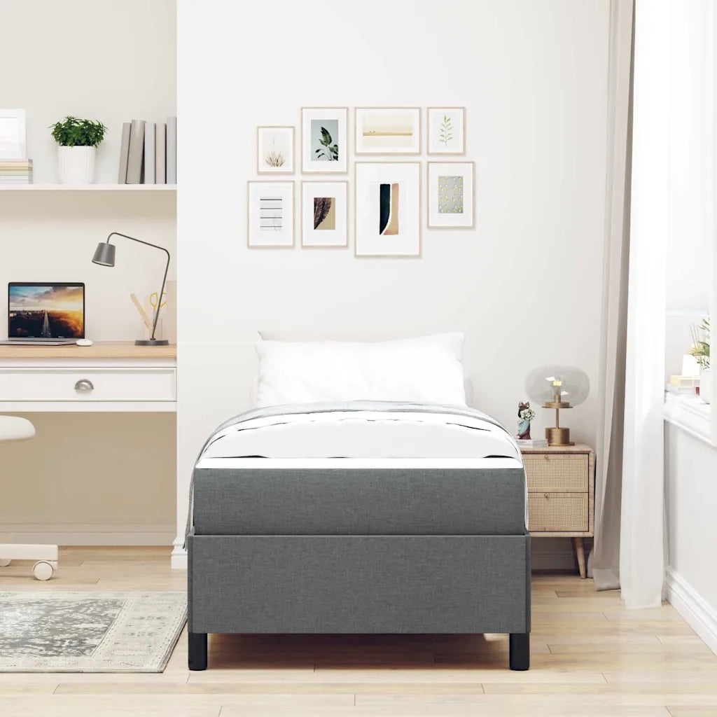 Letto a molle Grigio scuro 80 x 200 cm Tessuto