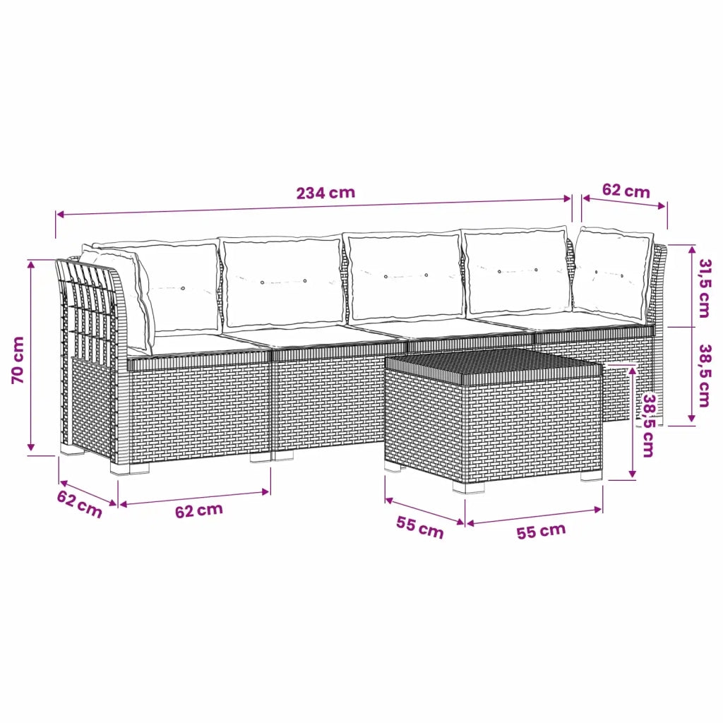 Divano da Giardino a 4 Posti con Cuscini in Stile Rattan PP 3443881