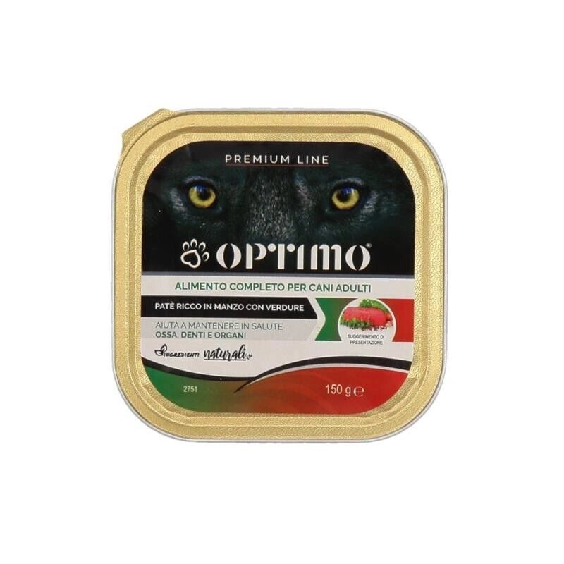 OPTIMO PATÈ PER CANE IN CONFEZIONE DA 150 GR GUSTO MANZO E VERDURE