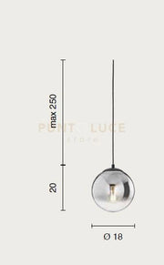 SOSPENSIONE BALU-2, 1 LUCE TRASPARENTE ATTACCO E27 D.18CM H.20CM