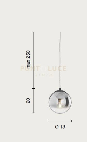 SOSPENSIONE BALU-2, 1 LUCE TRASPARENTE ATTACCO E27 D.18CM H.20CM