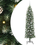 Albero di Natale | Decorazioni natalizie Artificiale Sottile Verde e Bianco 210 cm