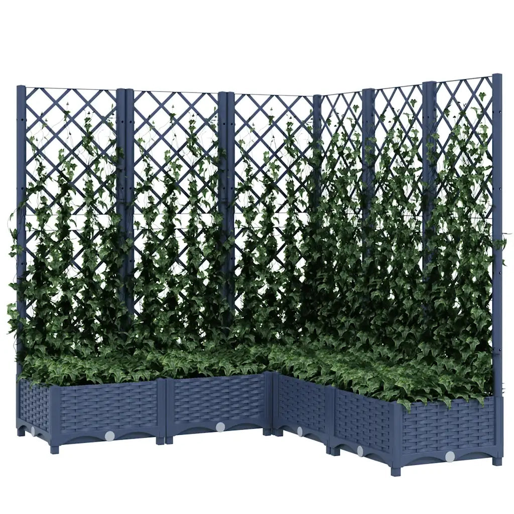 Fioriera | Cassetta per fiori | Vaso Giardino e Graticcio Grigio Blu 120x120x121,5 cm PP