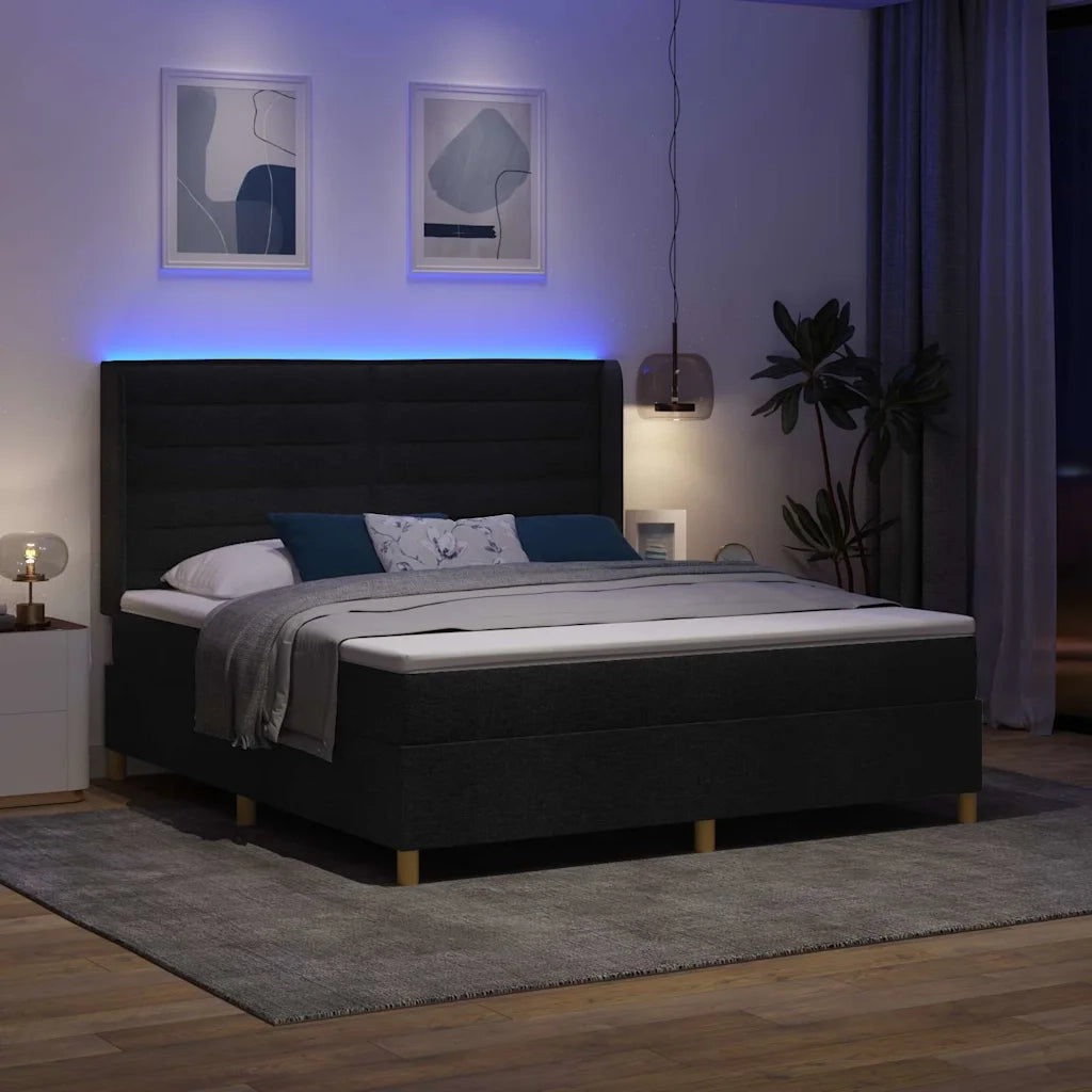 Letto a molle con materasso Nero 140 x 200 cm Tessuto
