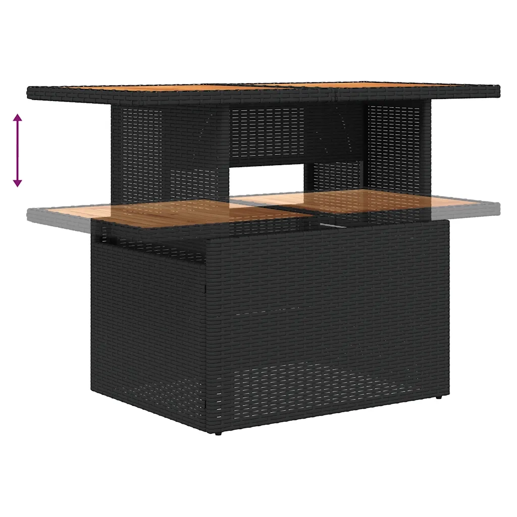Set Divani da Giardino con Cuscini 8 pz Nero Polyrattan Acacia 3328001