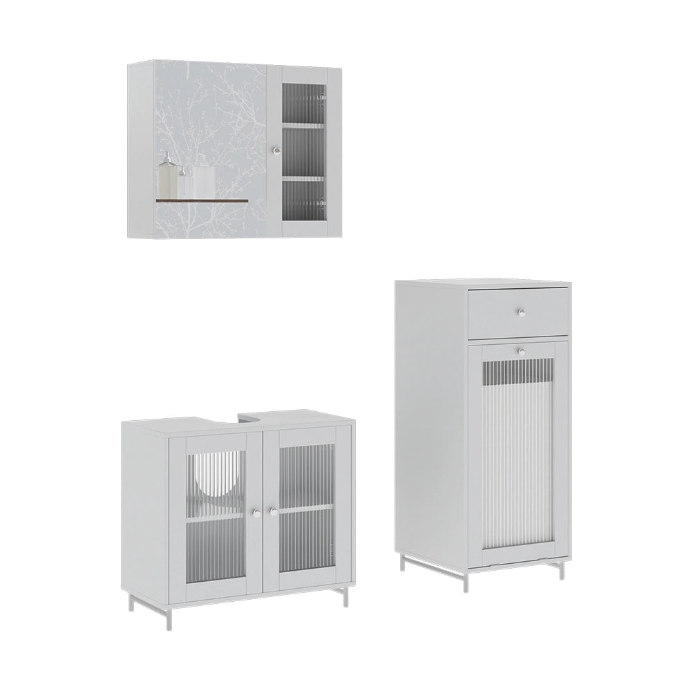 Set di mobili da bagno Vicco bianco, con mobile a specchio, 3 parti