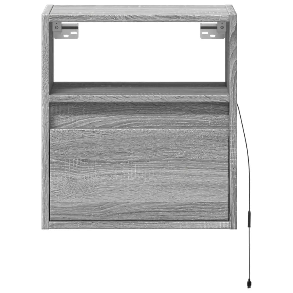 Comodino a Parete con luci LED Grigio Sonoma 3307985