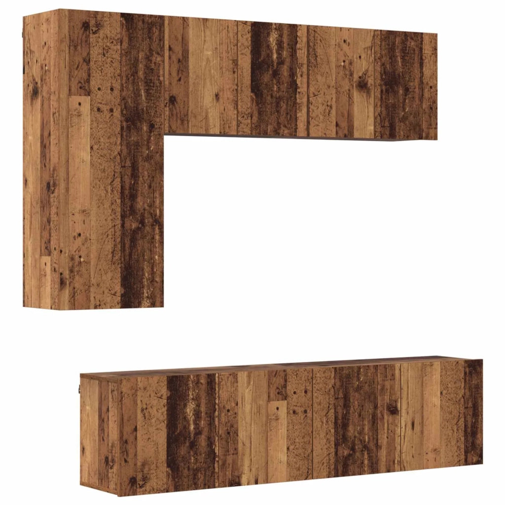 Mobile TV da Parete 5 pz-Set di 5 Credenza per TV sospesa Legno vecchio Legno multistrato 230253