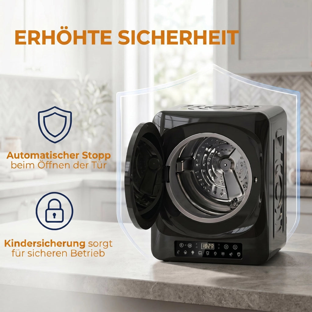 Asciugatrice compatta a evacuazione 1000W ¨C Xylo ¨C nero, timer, modalit¨¤ ECO