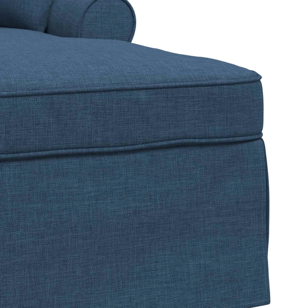 Chaise Longe con Gonna con cuscino 3 pcs Blu Tessuto