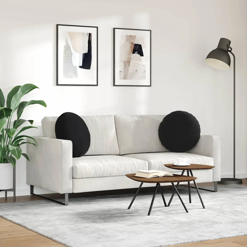Cuscini per Seduta 2 pcs Nero Ø50 x 19 cm Velluto 42014180