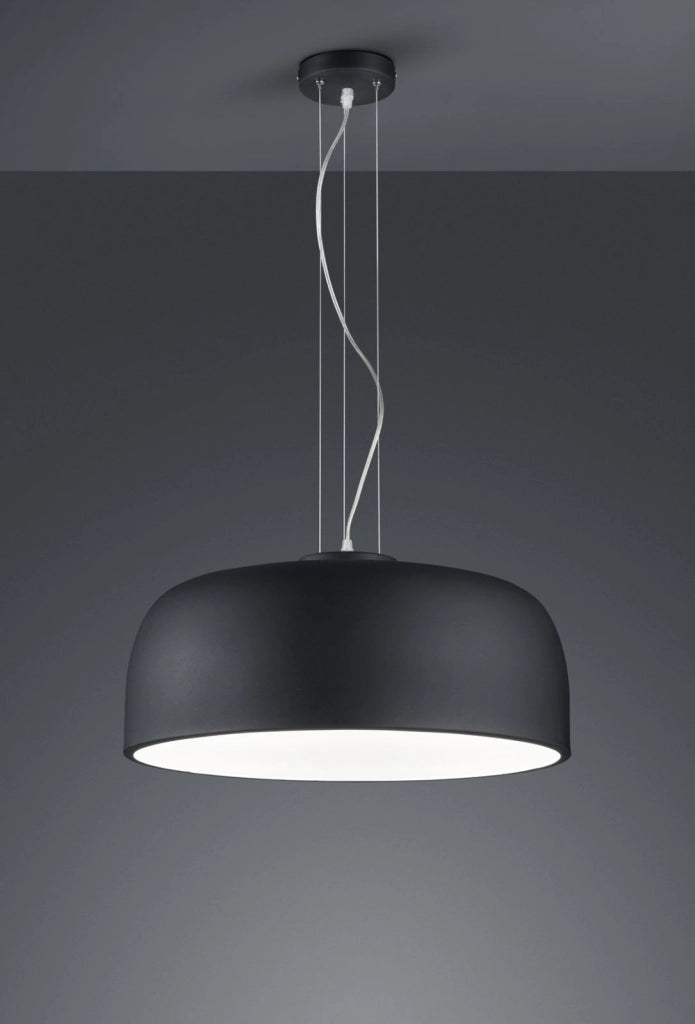 BARON SOSPENSIONE TONDA METALLO NERO CON DIFFUSORE SATINATO D.52 CM 4 LUCI ATTACCO E27