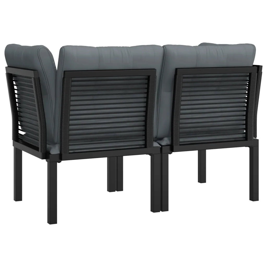 Poltrone Angolari Giardino Cuscini 2 pz Polyrattan Nero e Grigio CFW5853569