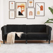 Divano a 3 Posti-Sofa 3 Posti Nero in Velluto