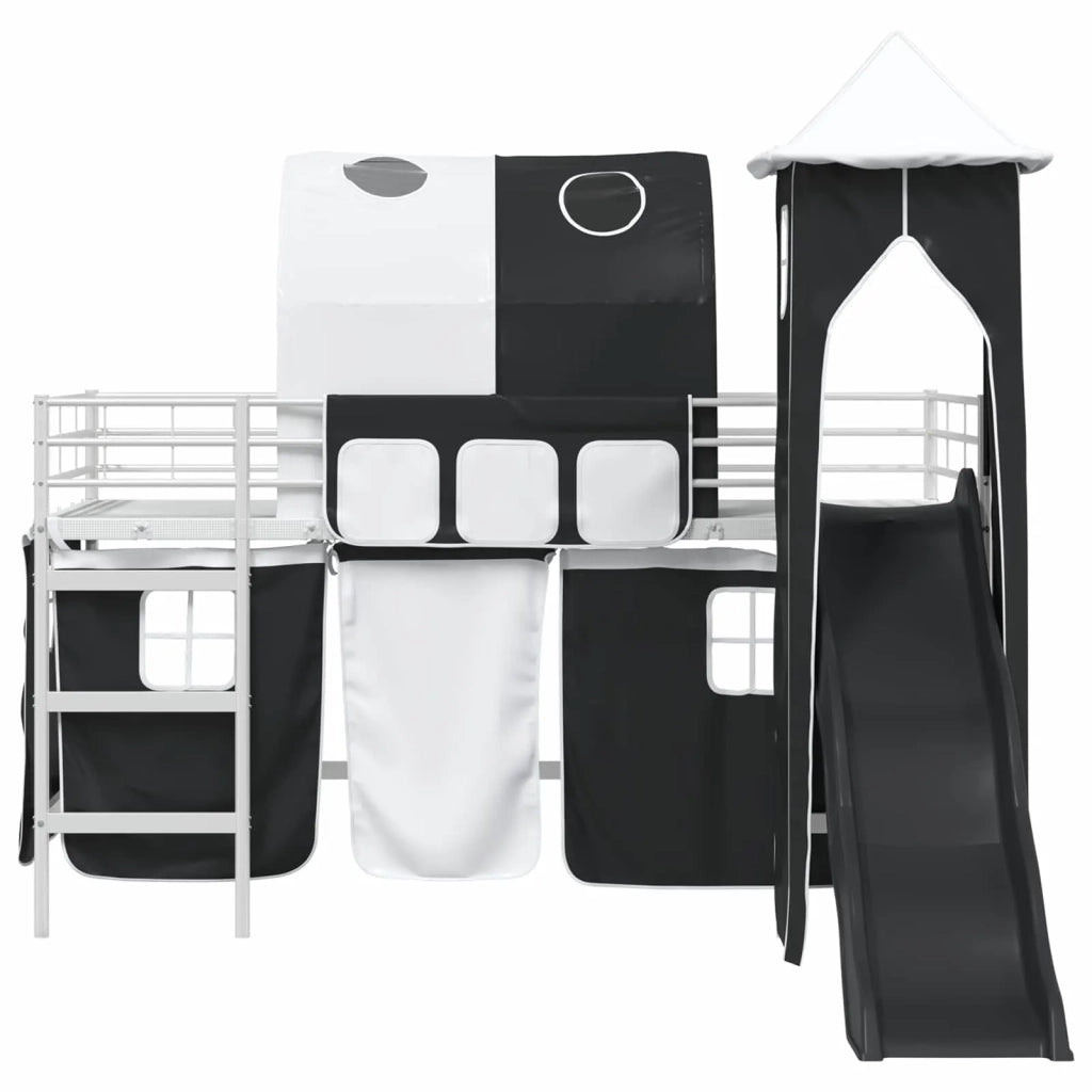 Struttura del letto loft per bambini-Giroletto per bambini Bianco e Nero 107 x 200 cm 290967
