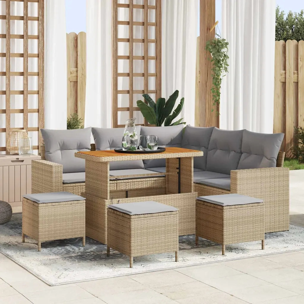Set Divano da Giardino 9 pcs Beige polyrattan 3361622