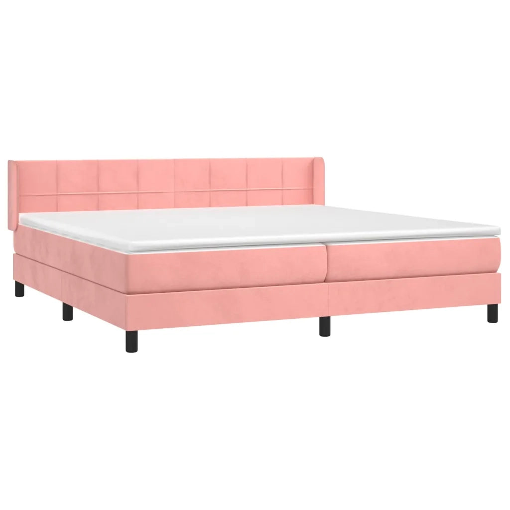 Giroletto a Molle con Materasso Rosa 200x200 cm in Velluto