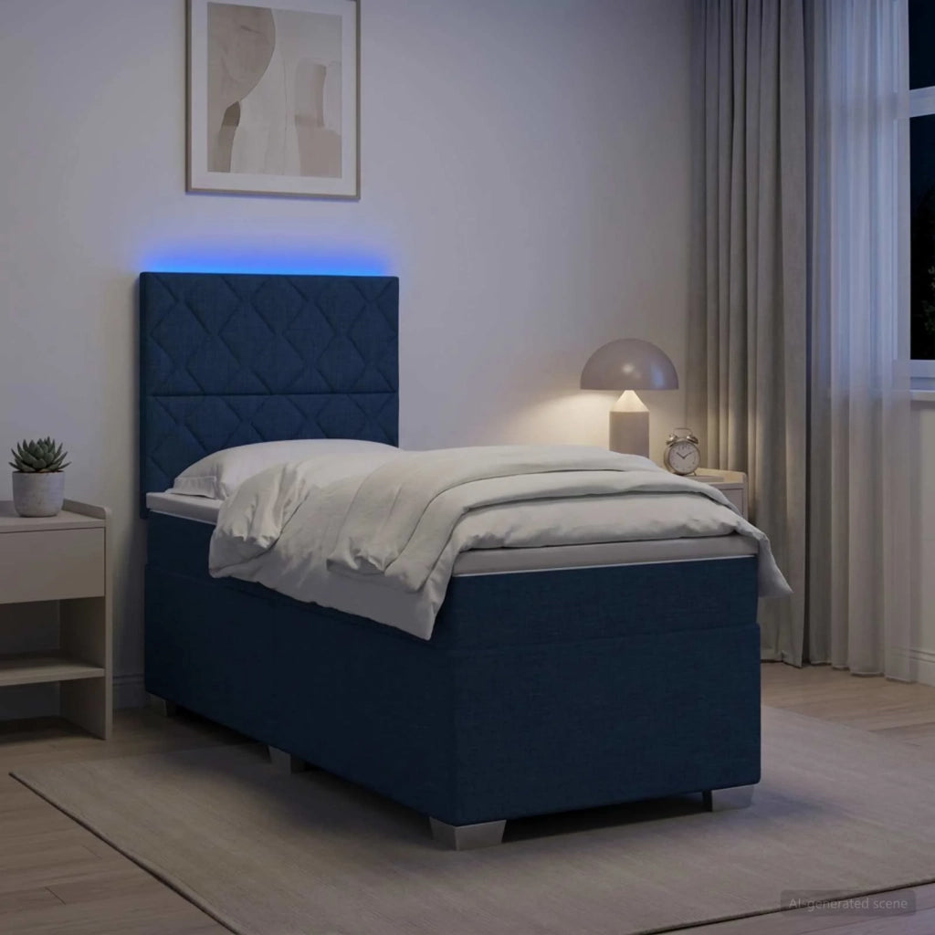 Letto box spring con materasso Blu 100 x 200 cm Tessuto 3454816