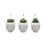 Vaso decorativo in ceramica buddha con pianta artificiale 13,5x18 cm