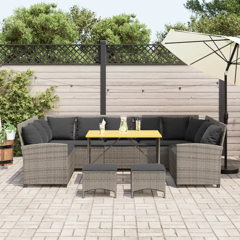 Set Divani da Giardino 4 pz con Cuscini in Polyrattan Grigio