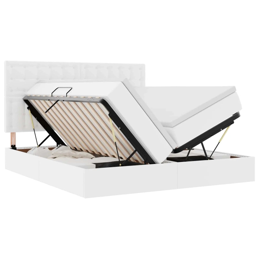 Letto con contenitore e LED Bianco Puro 180 x 200 cm