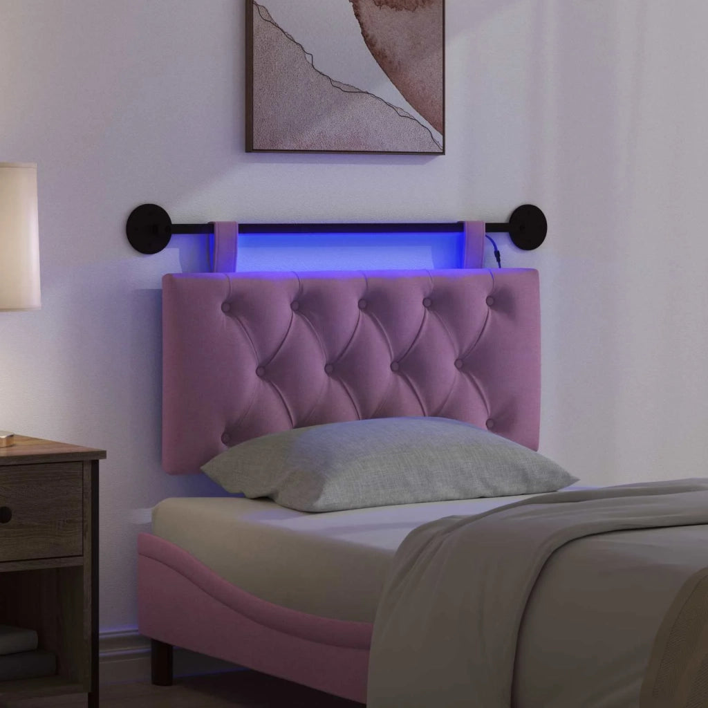 Testiera sospesa Con luce LED Rosa Tessuto 3424523