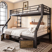 Letto a castello con scarpiera metallo nero 90x200 cm