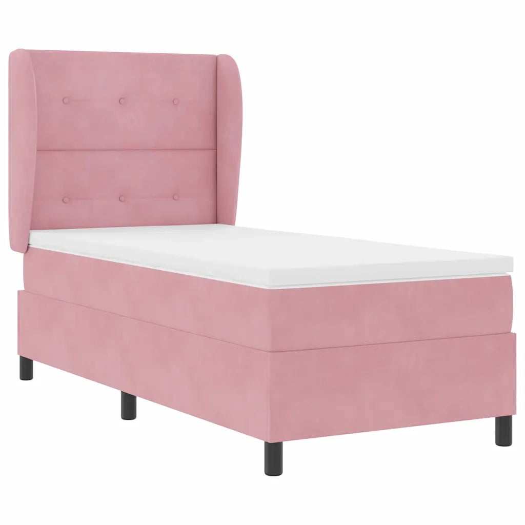 Letto a molle con materasso Rosa 190 x 90 cm Velluto 3340909