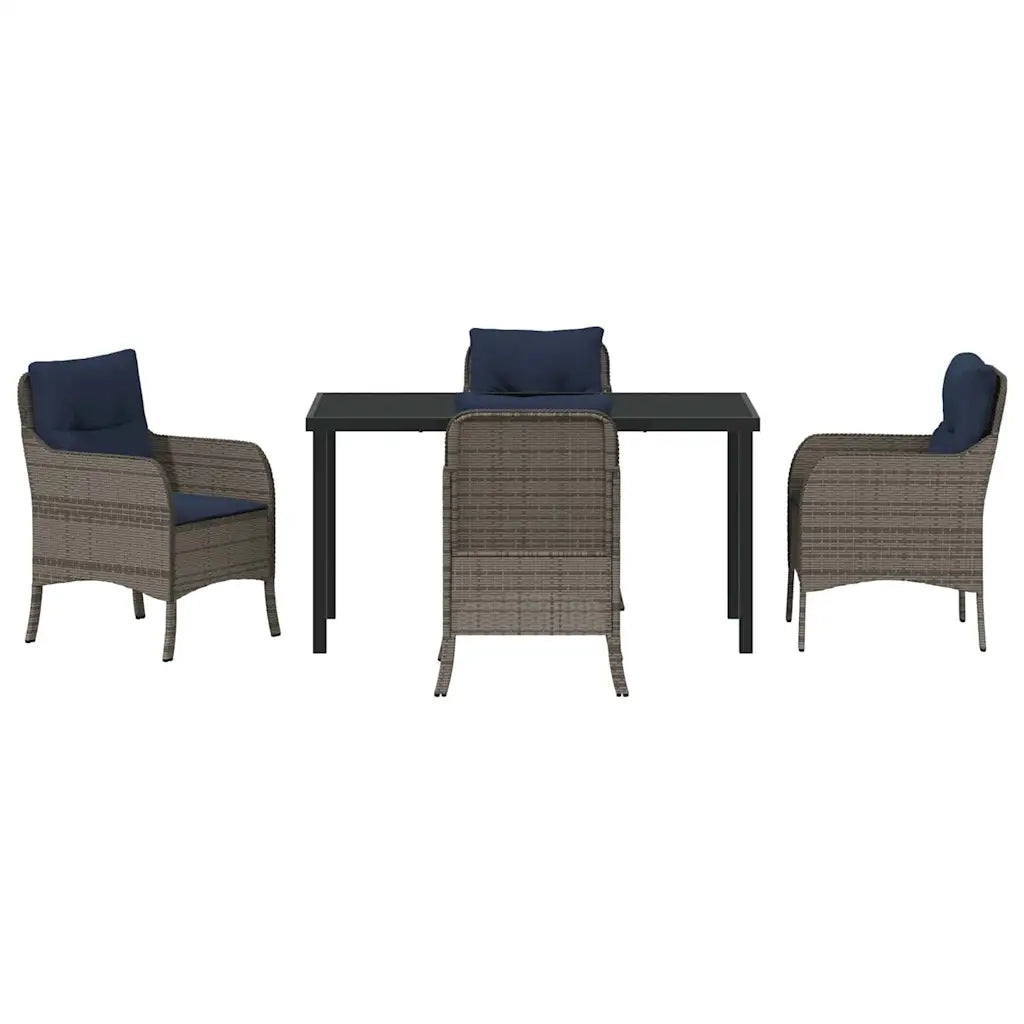 Set da Pranzo per Giardino con cuscino 5 pcs Grigio polyrattan 3380192