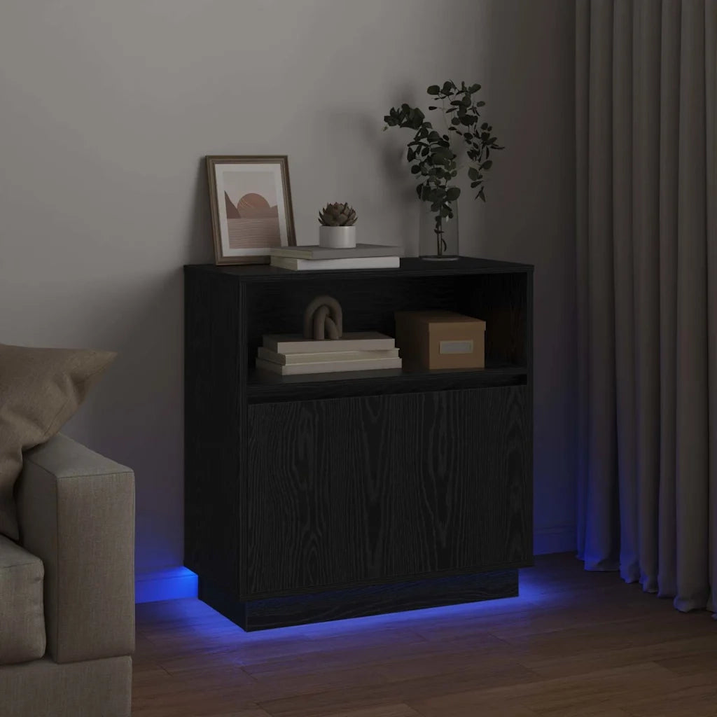 Madia LED Rovere Nero 71 x 34,5 x 75 cm Legno multistrato 869651