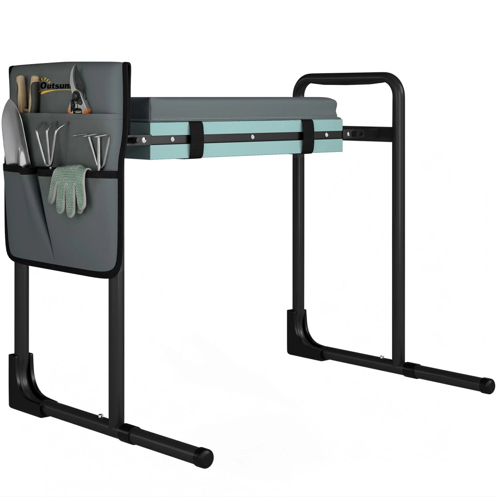 Sgabello pieghevole da giardino ¨C Xylo ¨C con cuscino EVA e tasche porta attrezzi grigio scuro